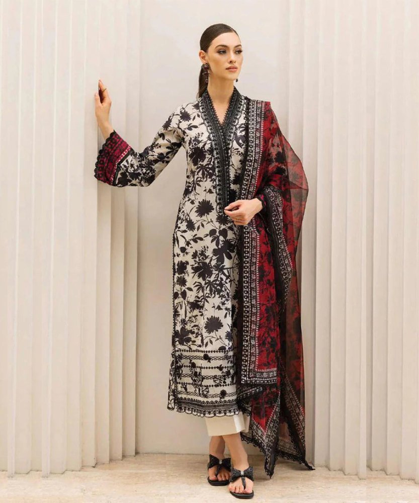 3PC LAWN PRINTED SHIRT WITH VOILE PRINTED DUAPTTA - 4020